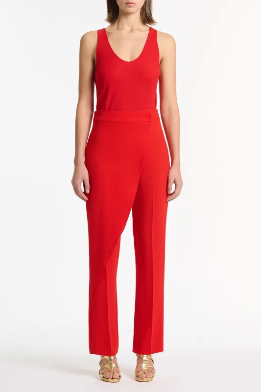 RED CREPE DRAPE FRONT PANT sold by Carla Zampatti