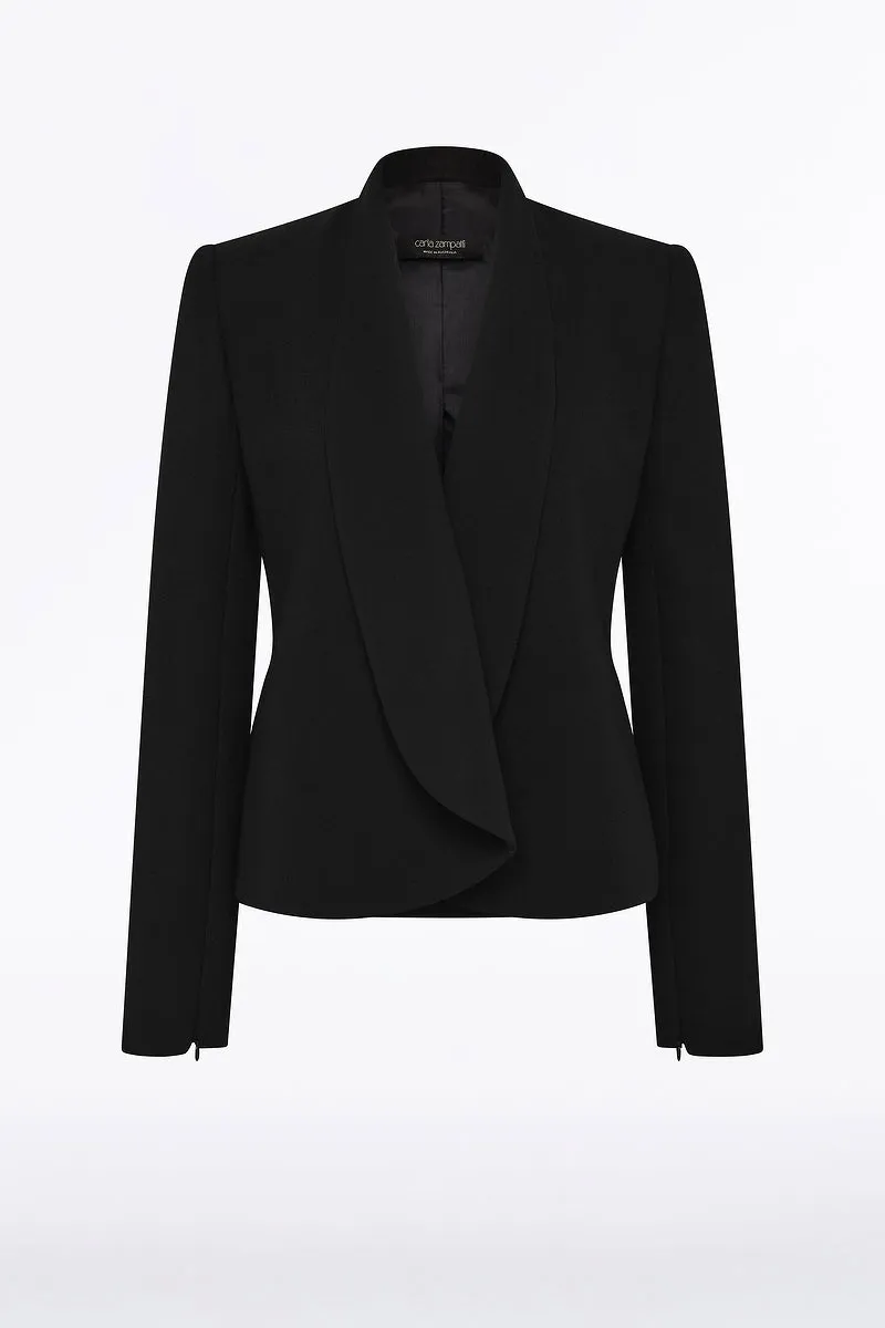 BLACK CREPE SHAWL COLLAR JACKET sold by Carla Zampatti product image thumbnail 4