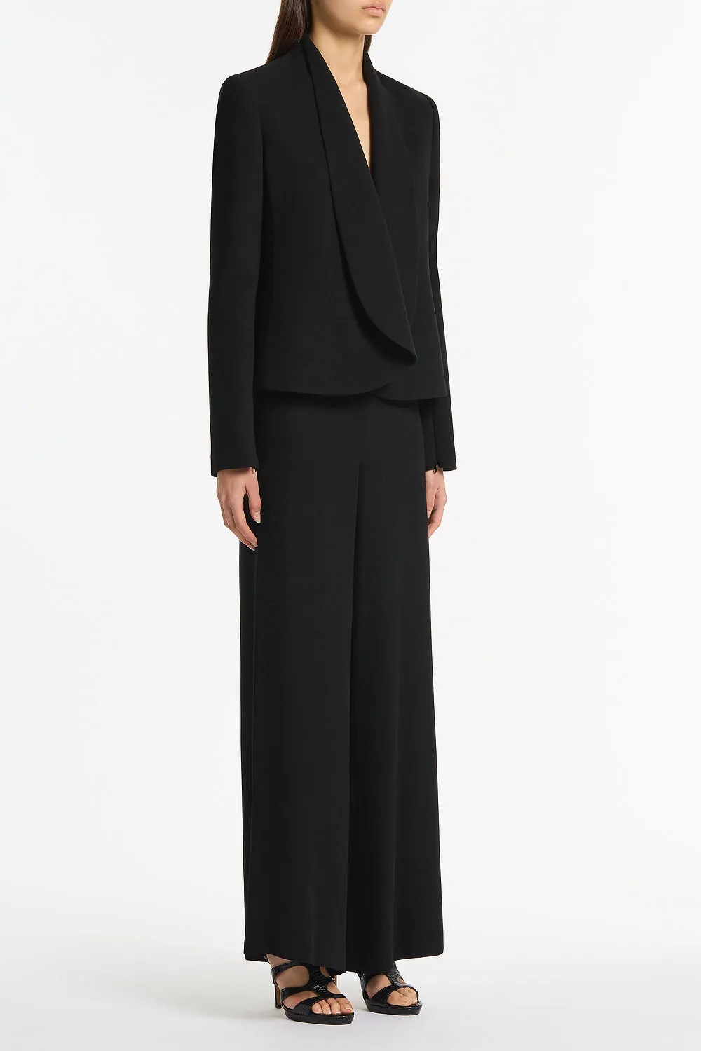 BLACK CREPE SHAWL COLLAR JACKET sold by Carla Zampatti product image thumbnail 2