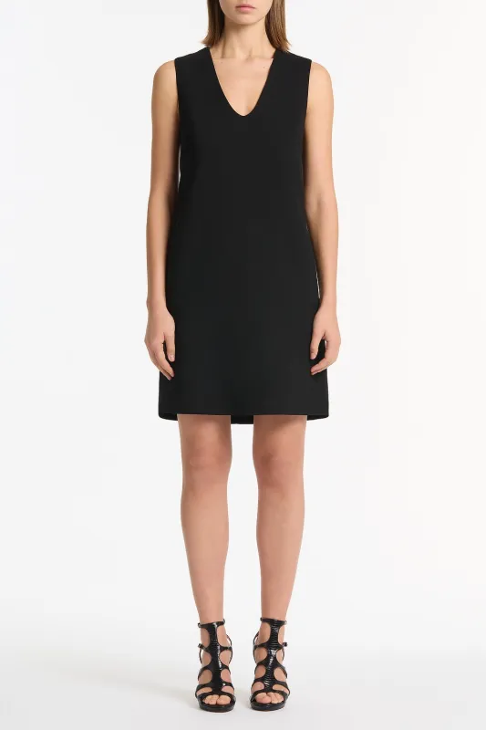 BLACK CREPE SCOOP NECK SHIFT DRESS sold by Carla Zampatti