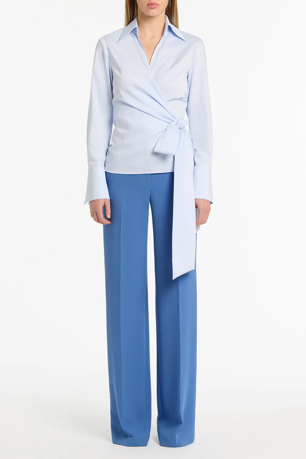 CHAMBRAY WRAP TOP sold by Carla Zampatti