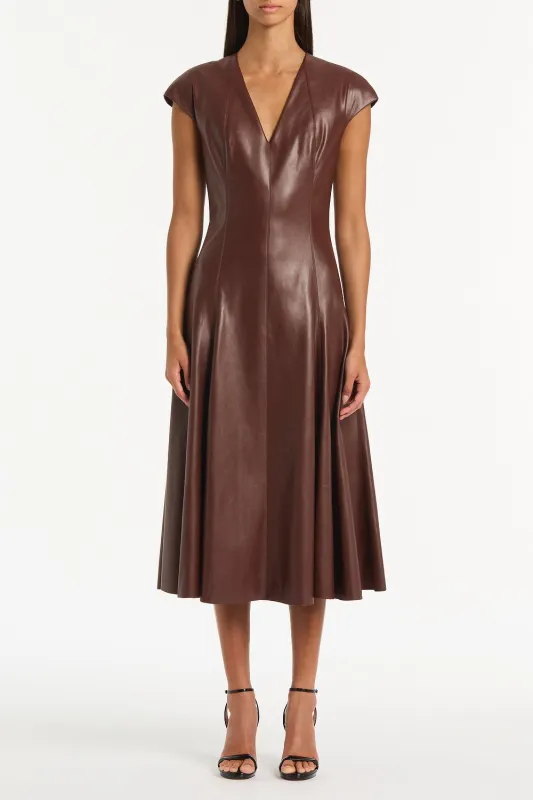COCOA FAUX LEATHER PANEL DRESS sold by Carla Zampatti