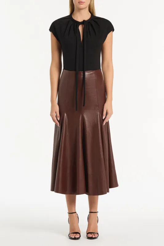 COCOA FAUX LEATHER FLOUNCE SKIRT sold by Carla Zampatti
