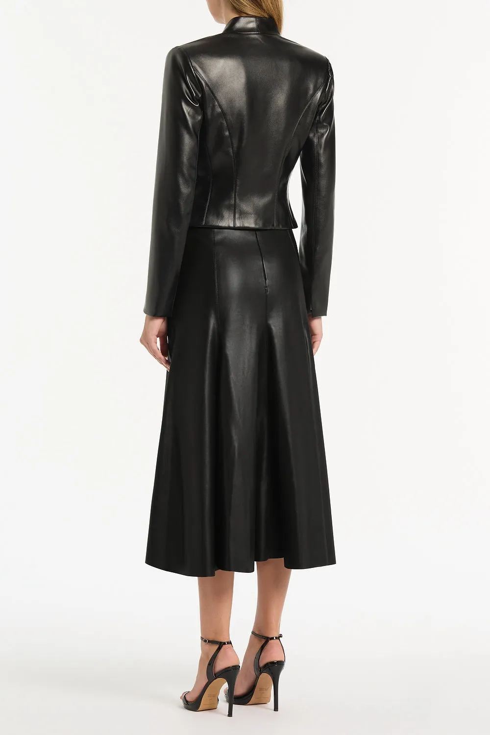 BLACK FAUX LEATHER FLOUNCE SKIRT sold by Carla Zampatti product image thumbnail 2