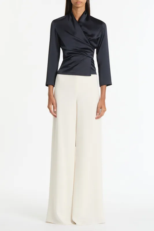 INK SATIN WRAP TOP sold by Carla Zampatti