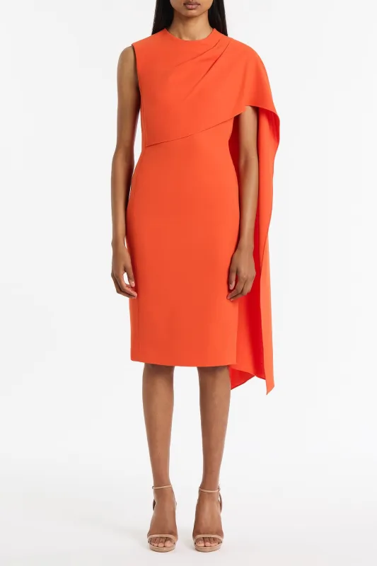 TANGERINE CREPE CASCADE DRESS sold by Carla Zampatti