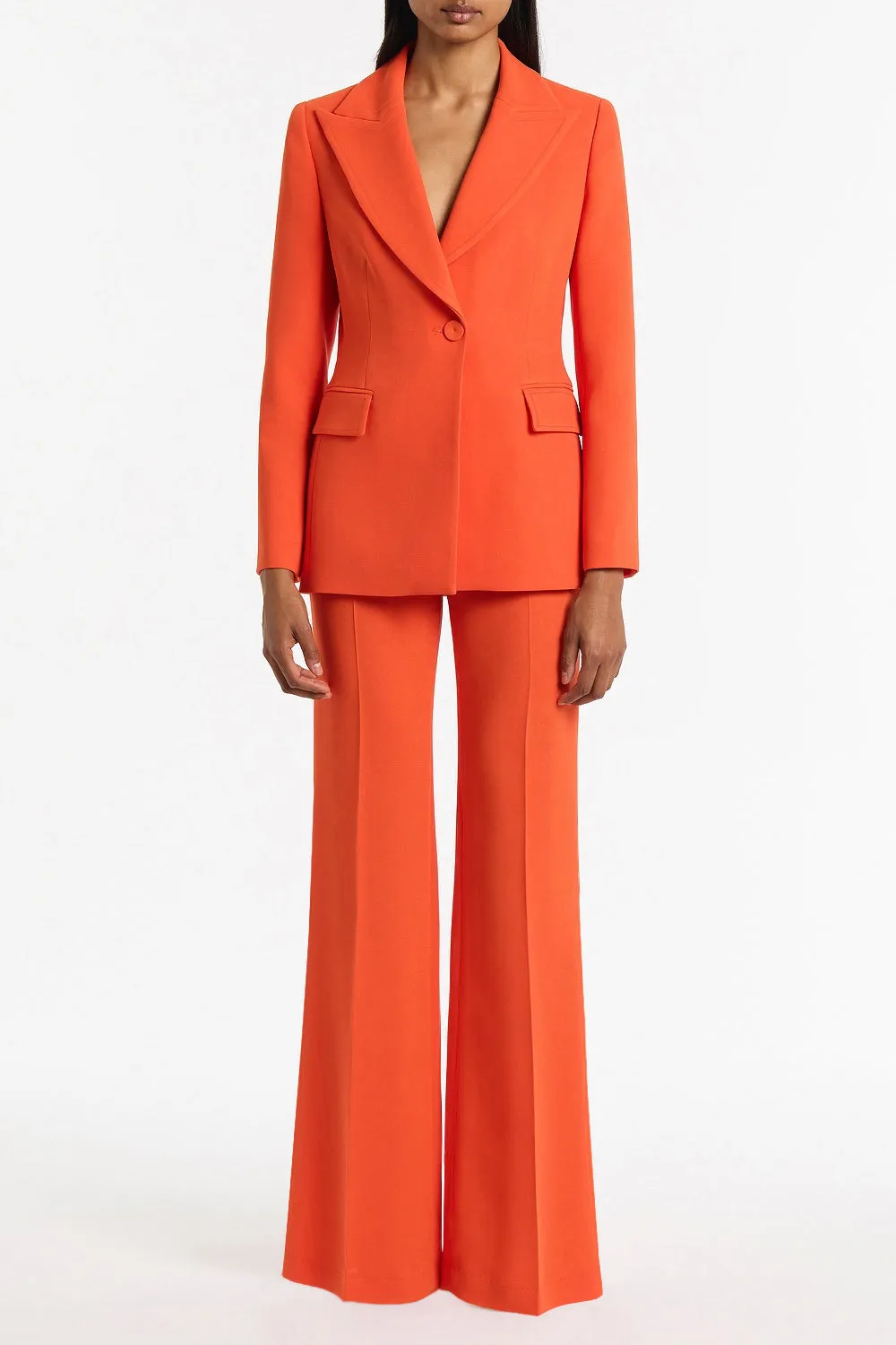 TANGERINE CREPE LONG LINE JACKET sold by Carla Zampatti