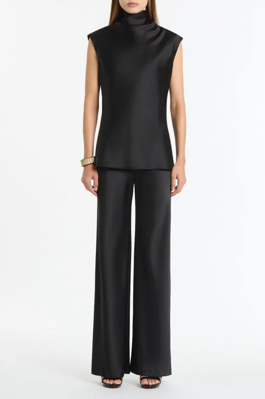 BLACK SATIN CAP SLEEVE TOP sold by Carla Zampatti