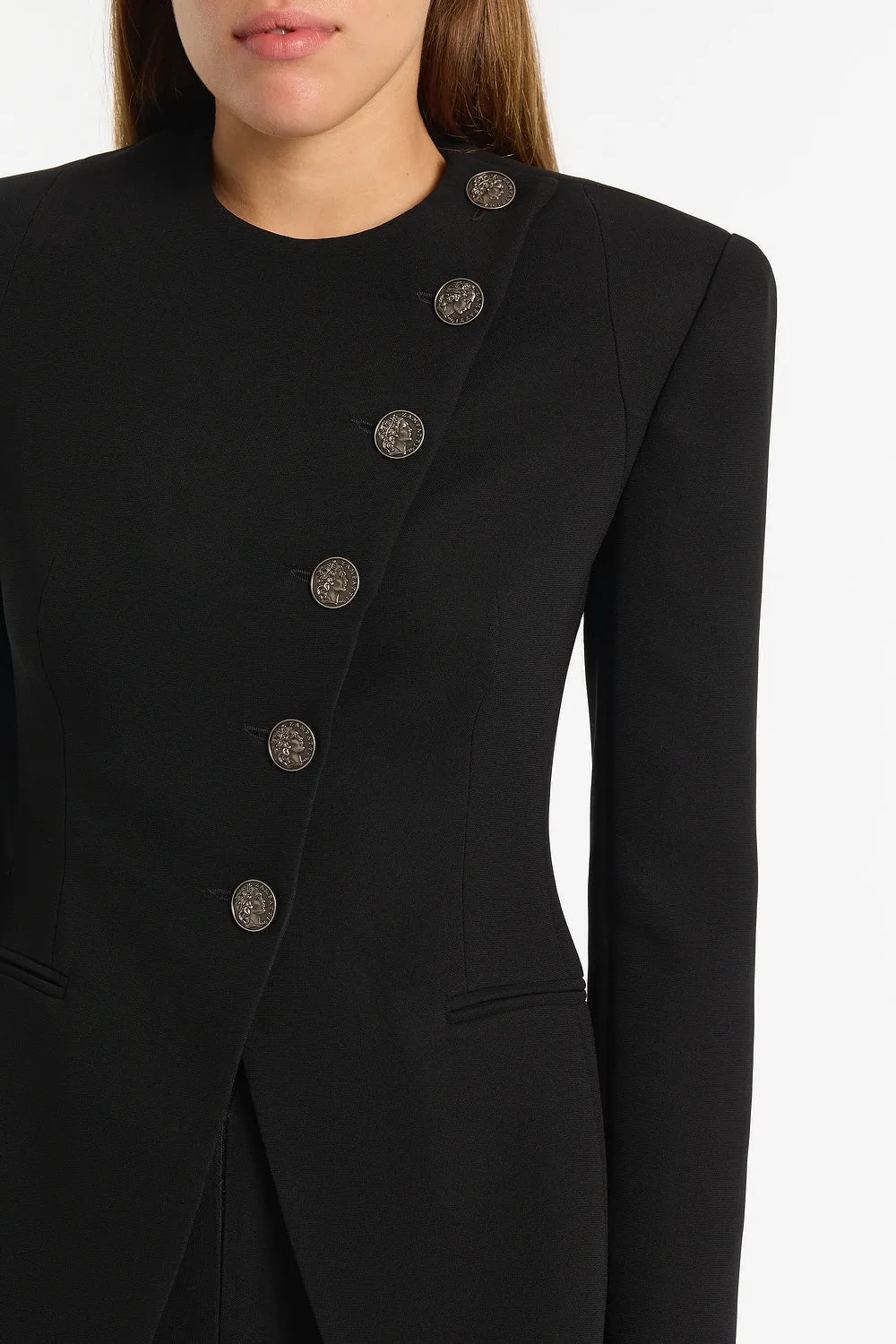 BLACK CREPE MONETA LONG JACKET sold by Carla Zampatti product image thumbnail 4