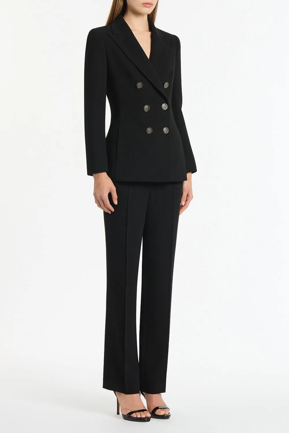 BLACK CREPE DOUBLE-BREASTED JACKET sold by Carla Zampatti product image thumbnail 3