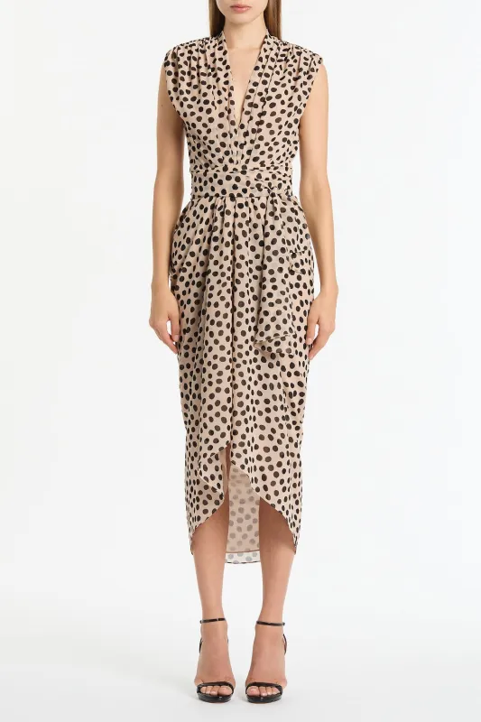 ROSA SPOT GEORGETTE SLEEVELESS WATERFALL DRESS sold by Carla Zampatti