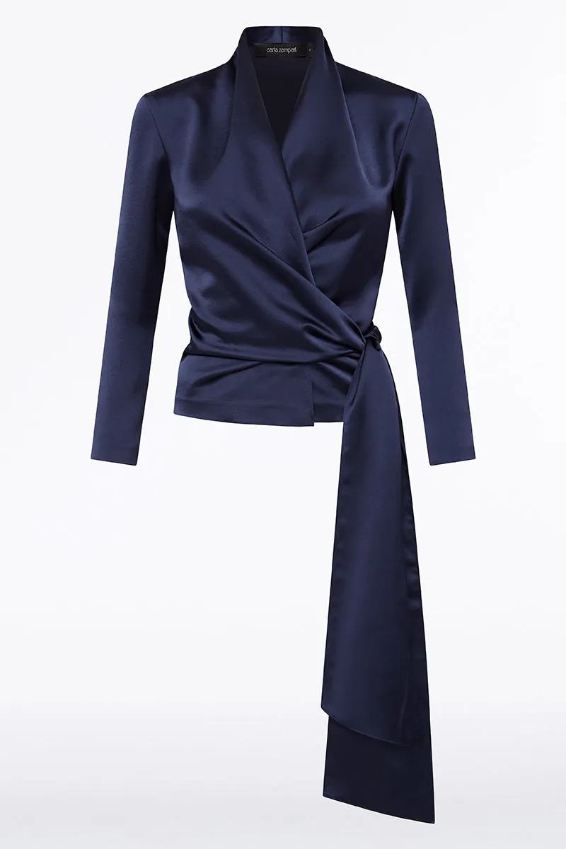 MIDNIGHT SATIN WRAP TOP sold by Carla Zampatti product image thumbnail 5