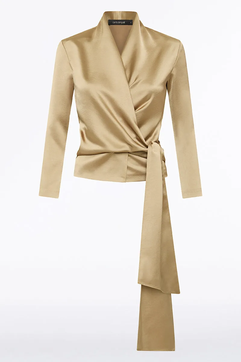 TOURMALINE SATIN WRAP TOP sold by Carla Zampatti product image thumbnail 4