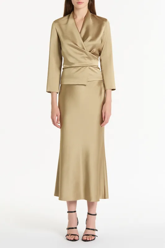 TOURMALINE SATIN WRAP TOP sold by Carla Zampatti