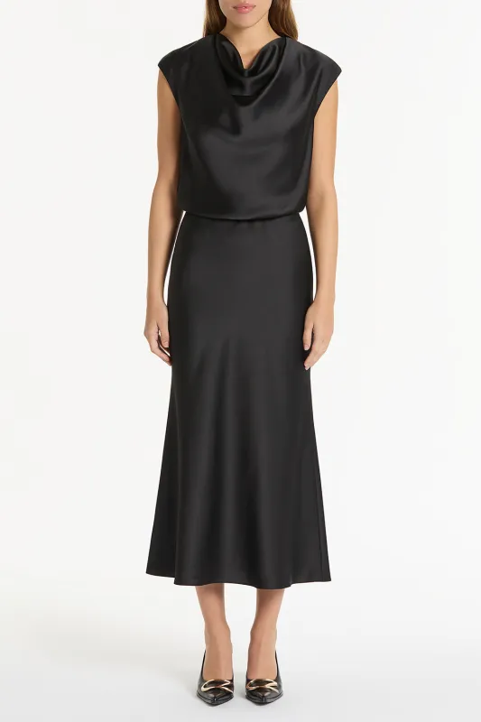 BLACK SATIN COWL NECK TOP sold by Carla Zampatti
