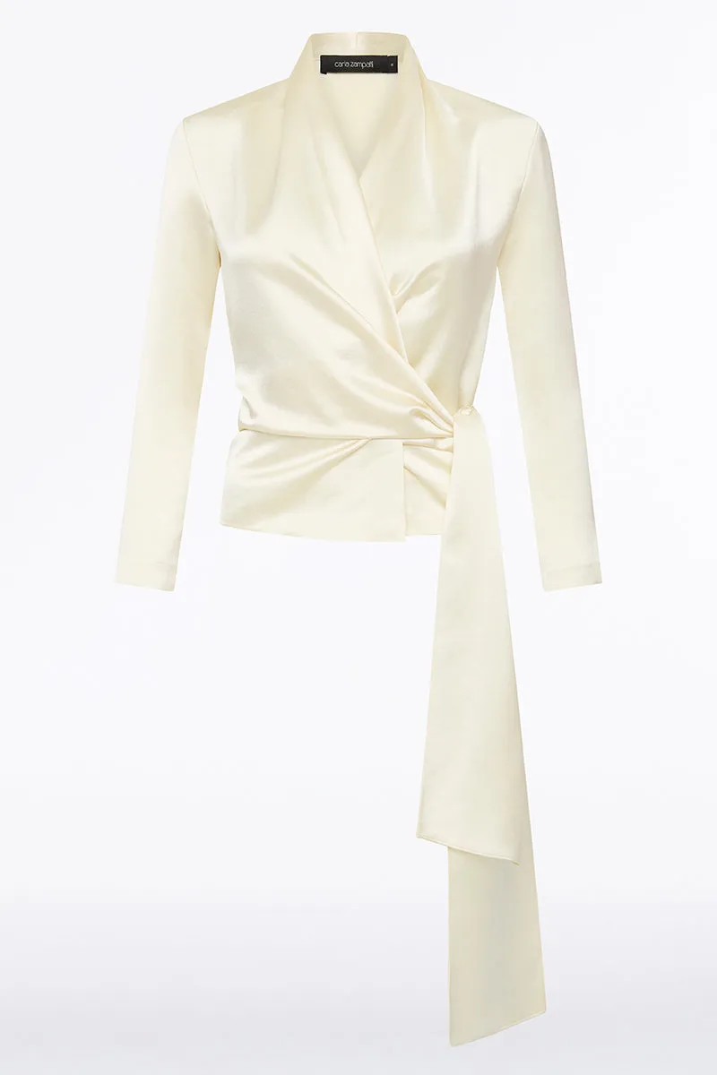 IVORY SATIN WRAP TOP sold by Carla Zampatti product image thumbnail 4