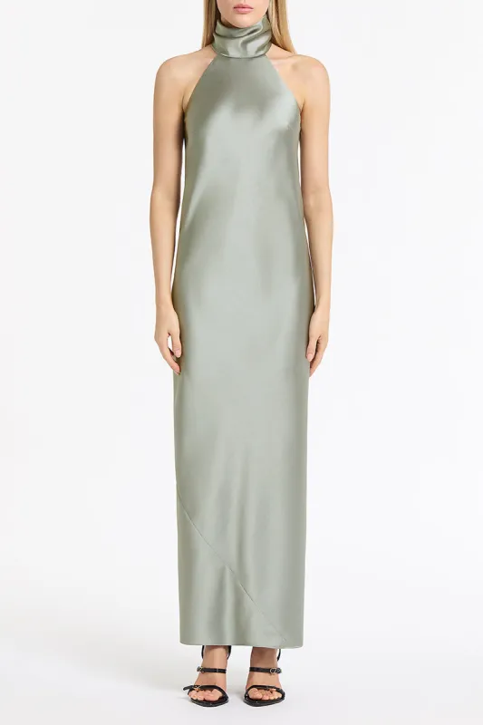SILVER SATIN BIAS DRESS sold by Carla Zampatti