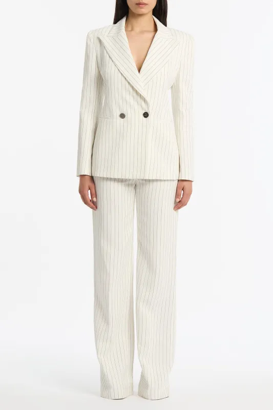 IVORY PINSTRIPE LINEN DOUBLE BREASTED JACKET sold by Carla Zampatti