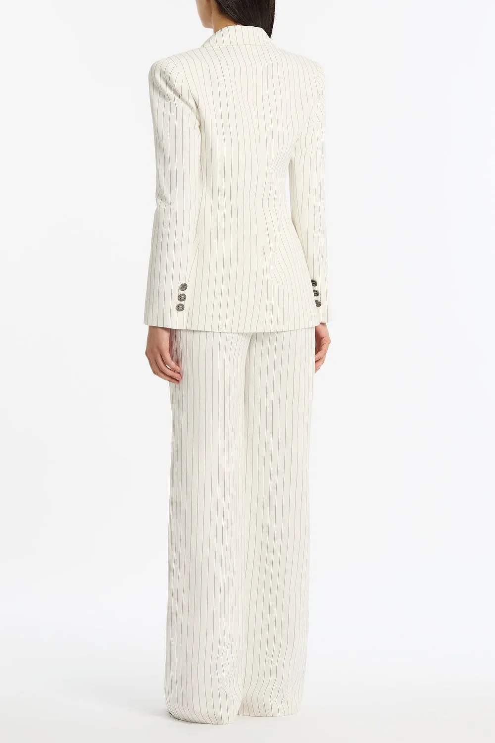 IVORY PINSTRIPE LINEN DOUBLE BREASTED JACKET sold by Carla Zampatti product image thumbnail 3