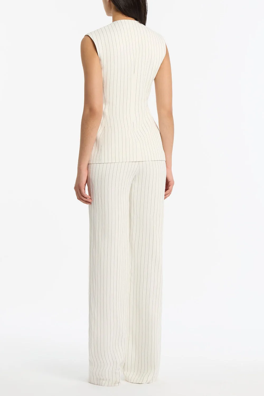IVORY PINSTRIPE LINEN ASYMMETRIC VEST sold by Carla Zampatti product image thumbnail 3