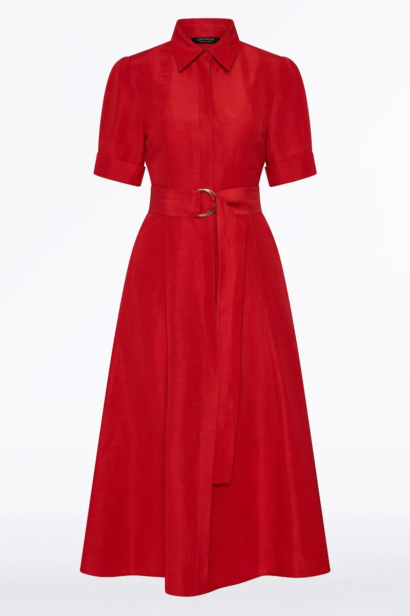 CRIMSON LINEN BLEND SHIRT DRESS sold by Carla Zampatti product image thumbnail 4