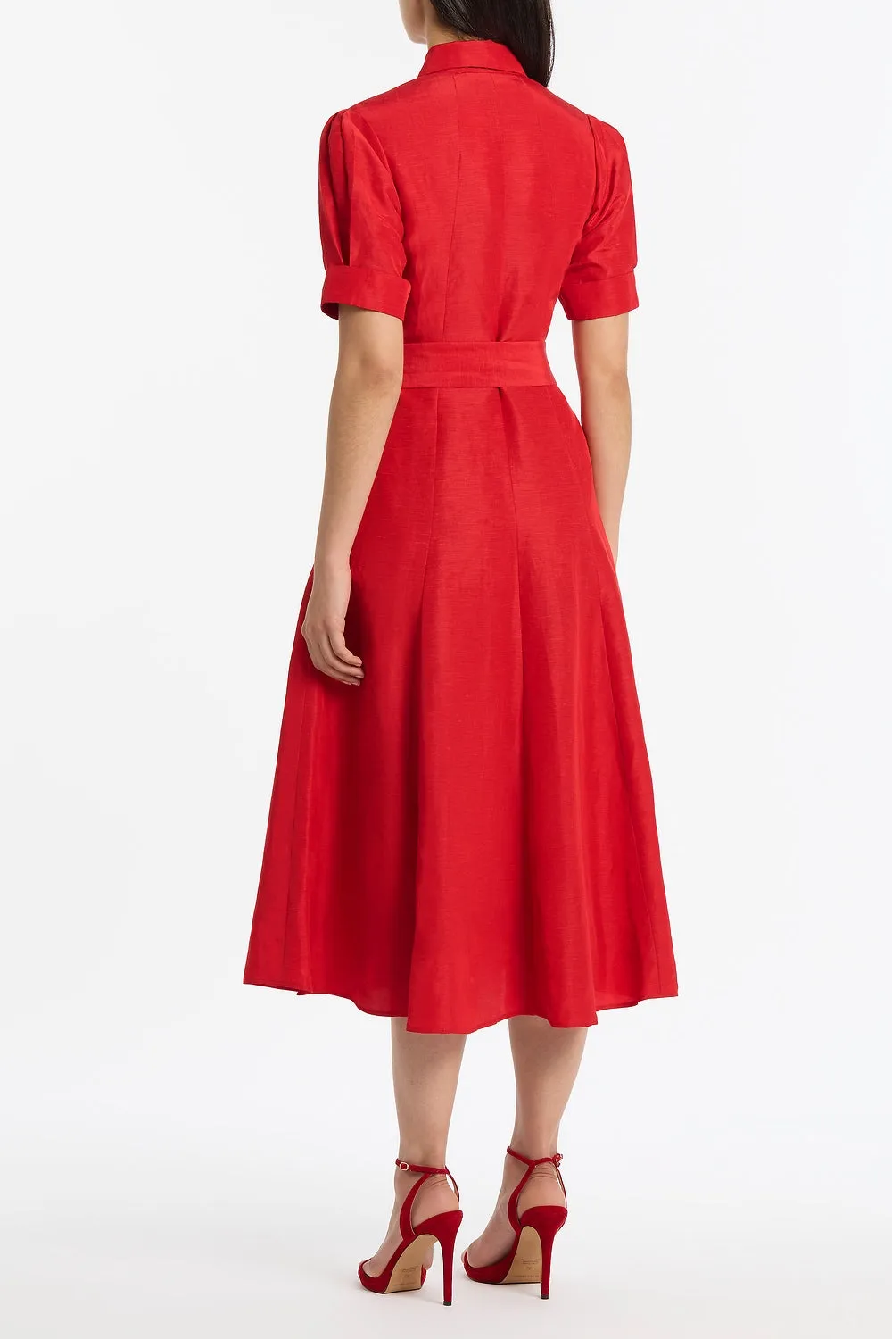 CRIMSON LINEN BLEND SHIRT DRESS sold by Carla Zampatti product image thumbnail 3