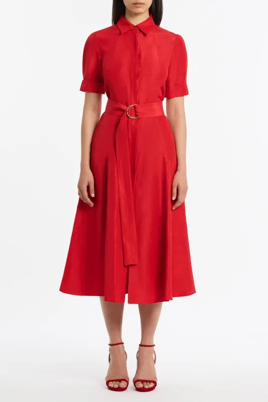 CRIMSON LINEN BLEND SHIRT DRESS sold by Carla Zampatti