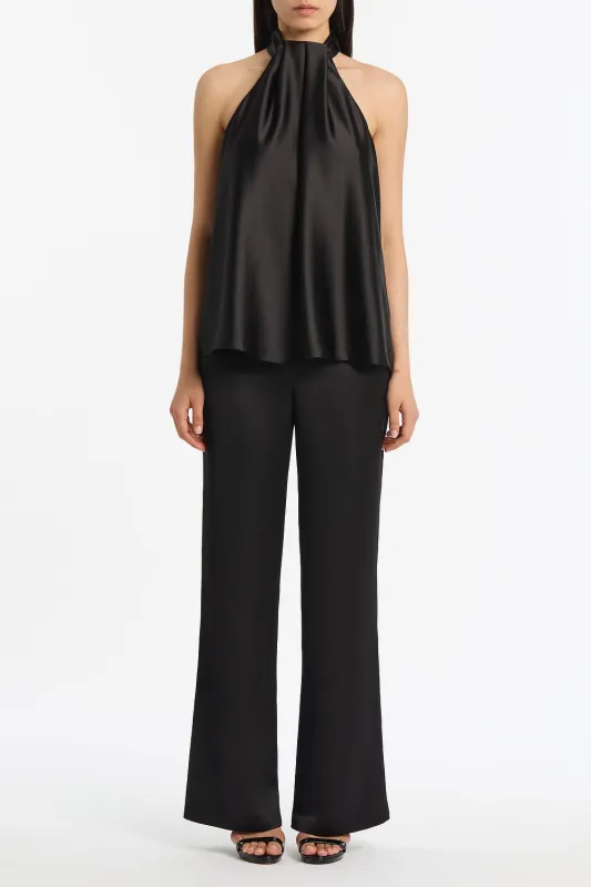 BLACK LUSTRE SATIN ELASTIC PANT sold by Carla Zampatti