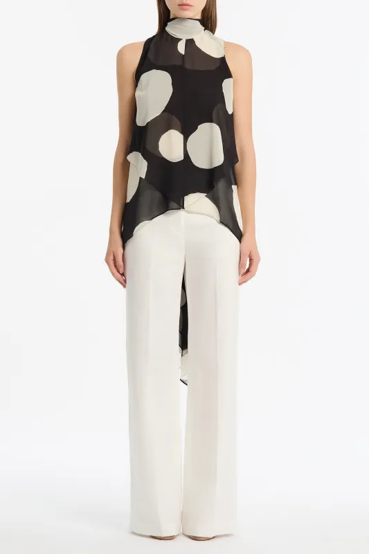 NOIR SPOT TIE NECK TOP sold by Carla Zampatti