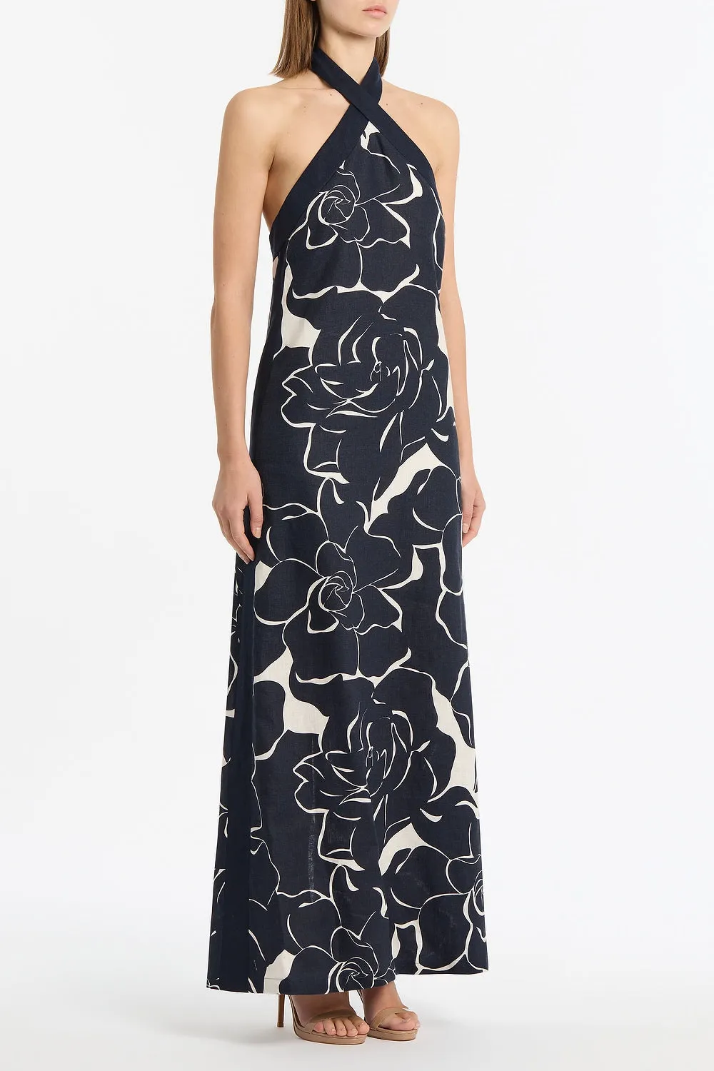 CELESTIAL PETALS LINEN HALTER NECK DRESS sold by Carla Zampatti product image thumbnail 2