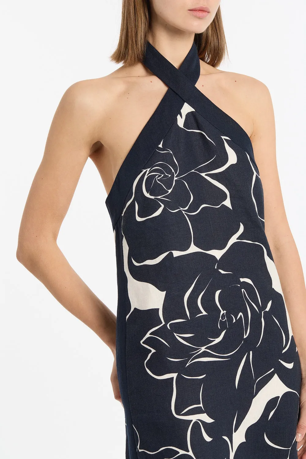 CELESTIAL PETALS LINEN HALTER NECK DRESS sold by Carla Zampatti product image thumbnail 4