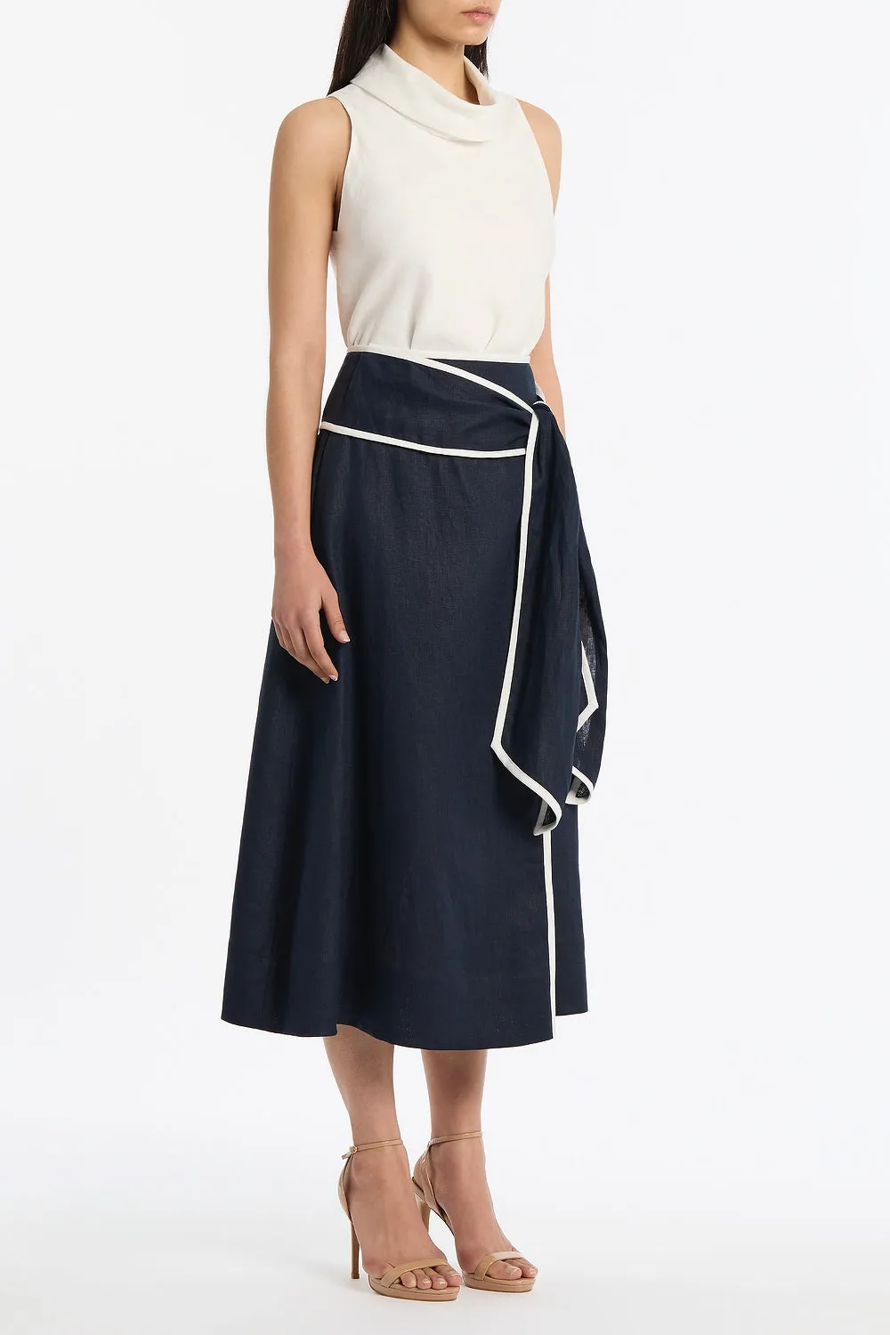 NAVY LINEN WRAP SKIRT sold by Carla Zampatti product image thumbnail 2