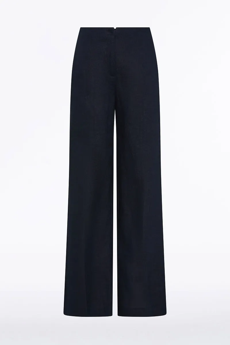 NAVY LINEN WAISTED PANT sold by Carla Zampatti product image thumbnail 4