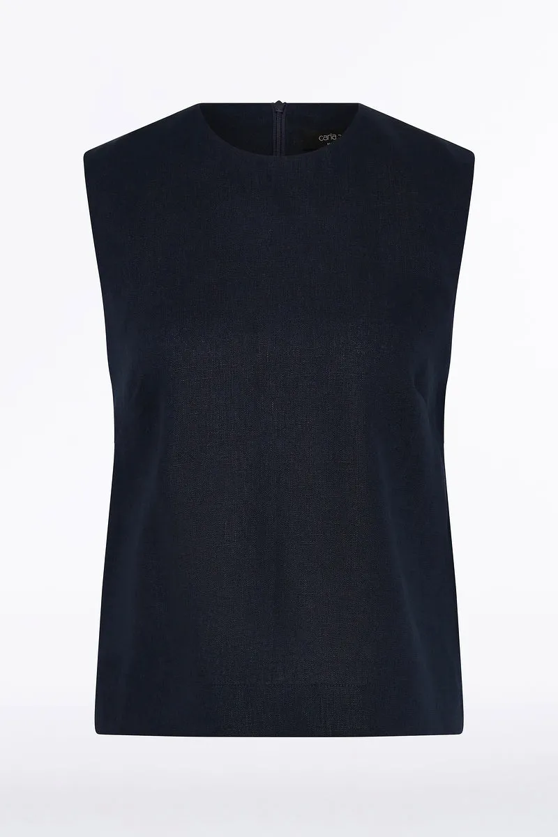 NAVY LINEN TANK TOP sold by Carla Zampatti product image thumbnail 4