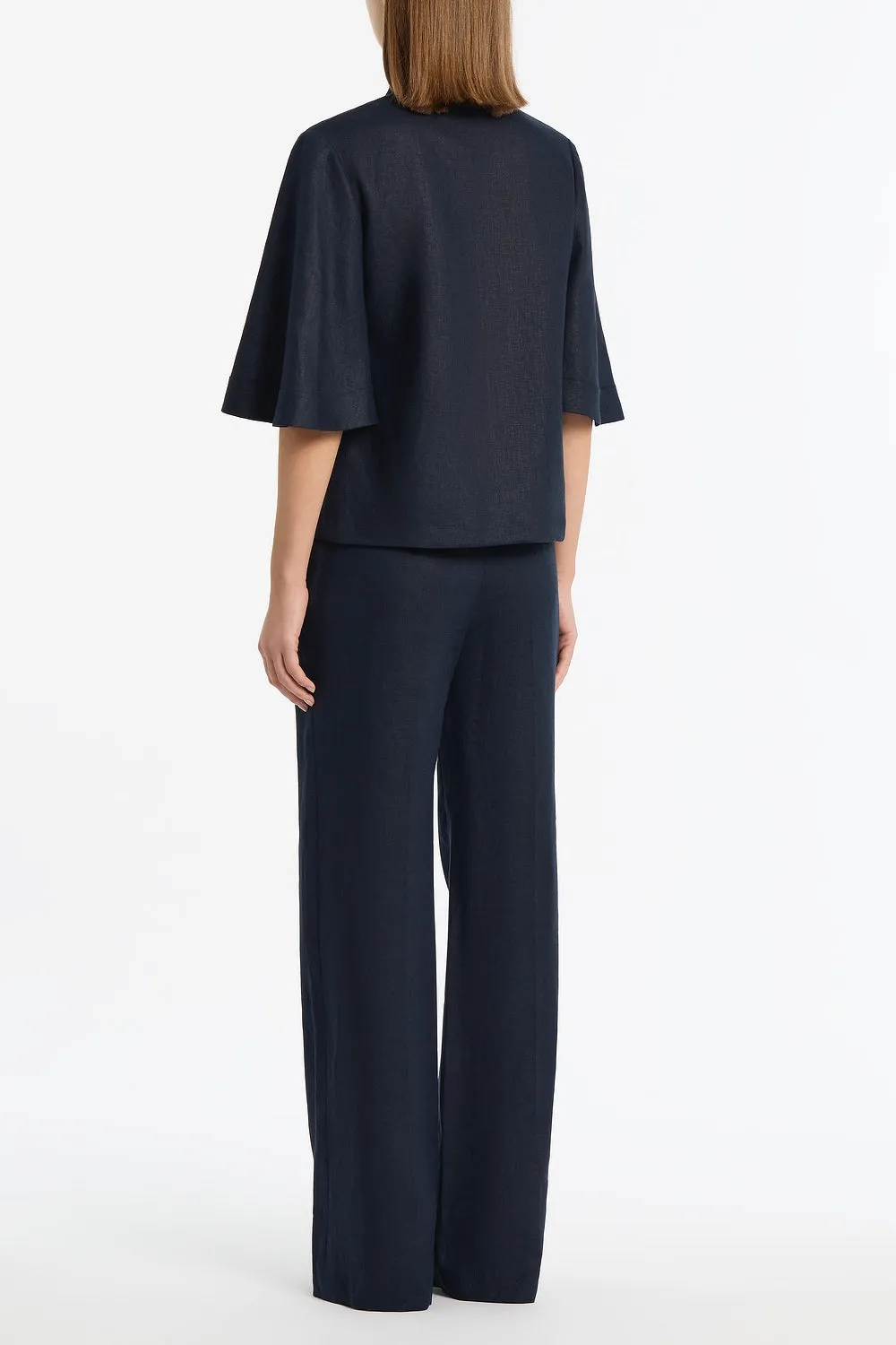 NAVY LINEN SHORT SLEEVE SHIRT sold by Carla Zampatti product image thumbnail 3