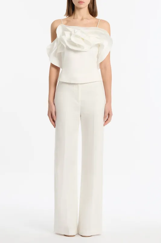 IVORY LINEN WAISTED PANT sold by Carla Zampatti