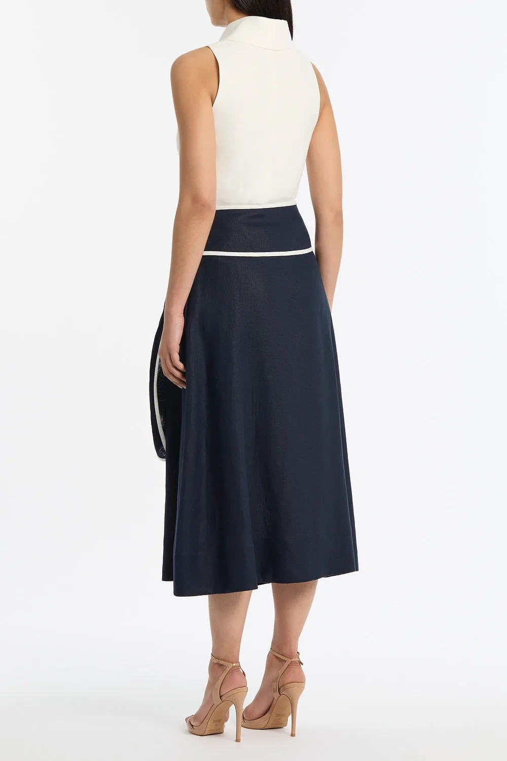 IVORY LINEN FOLDED COLLAR TOP sold by Carla Zampatti product image thumbnail 3