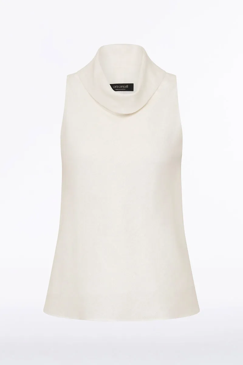 IVORY LINEN FOLDED COLLAR TOP sold by Carla Zampatti product image thumbnail 5