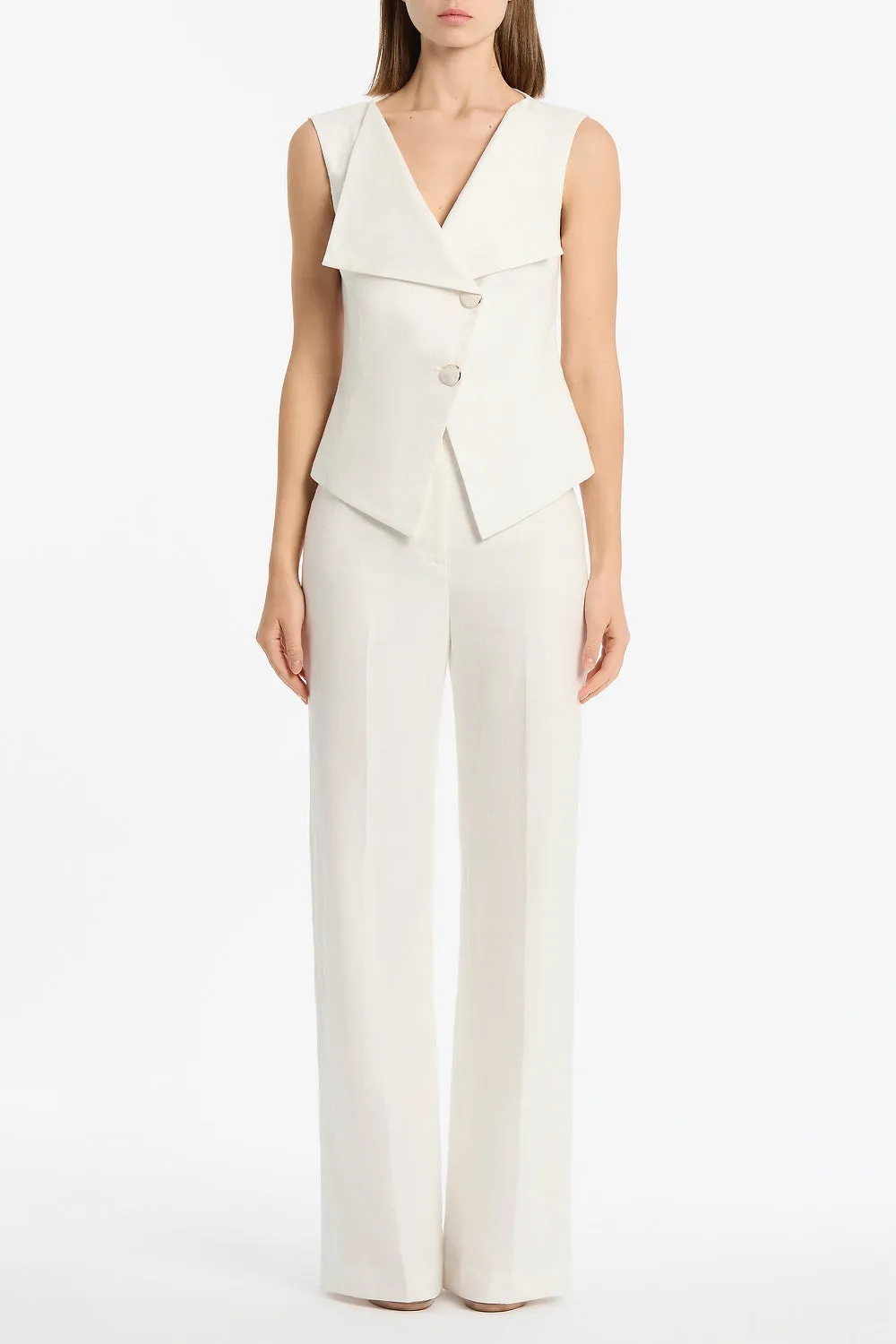 IVORY LINEN DOUBLE BREASTED VEST sold by Carla Zampatti