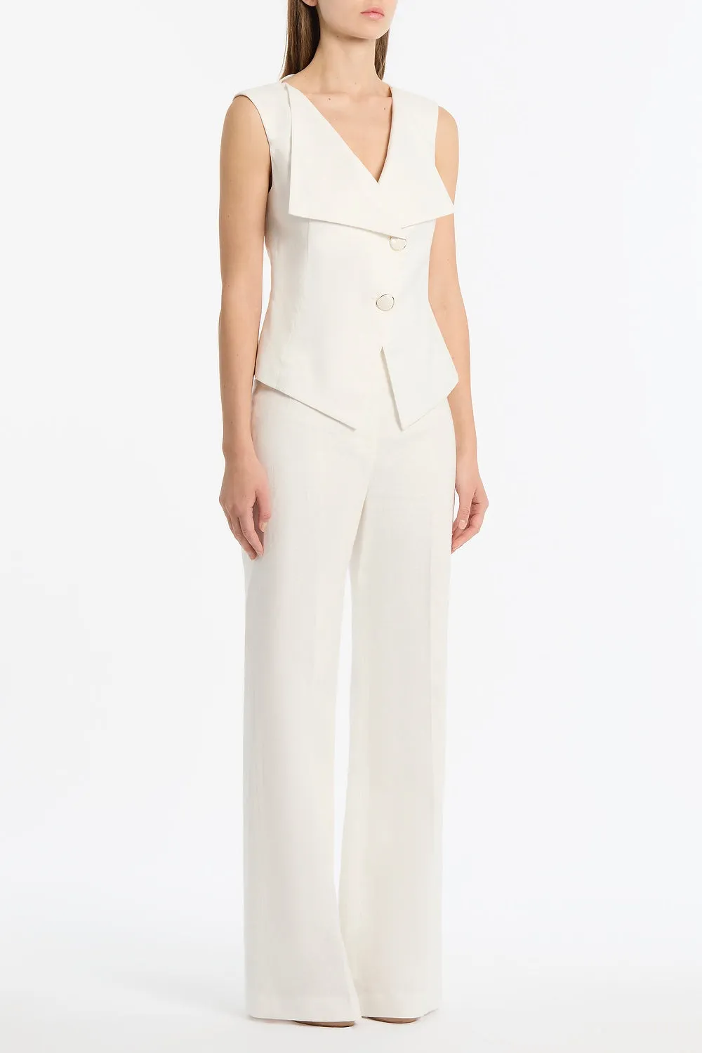 IVORY LINEN DOUBLE BREASTED VEST sold by Carla Zampatti product image thumbnail 2