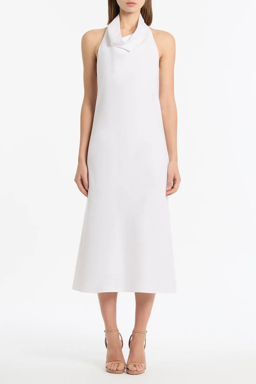 IVORY LINEN COWL NECK MIDI DRESS sold by Carla Zampatti