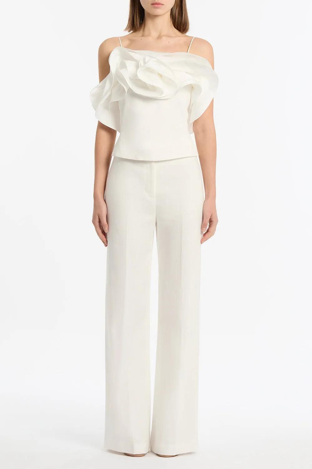 IVORY COTTON TAFFETA FLOWER TOP sold by Carla Zampatti