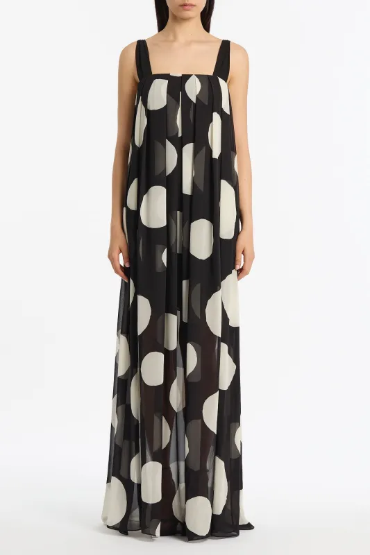 NOIR SPOT TUCK DETAIL MAXI DRESS sold by Carla Zampatti