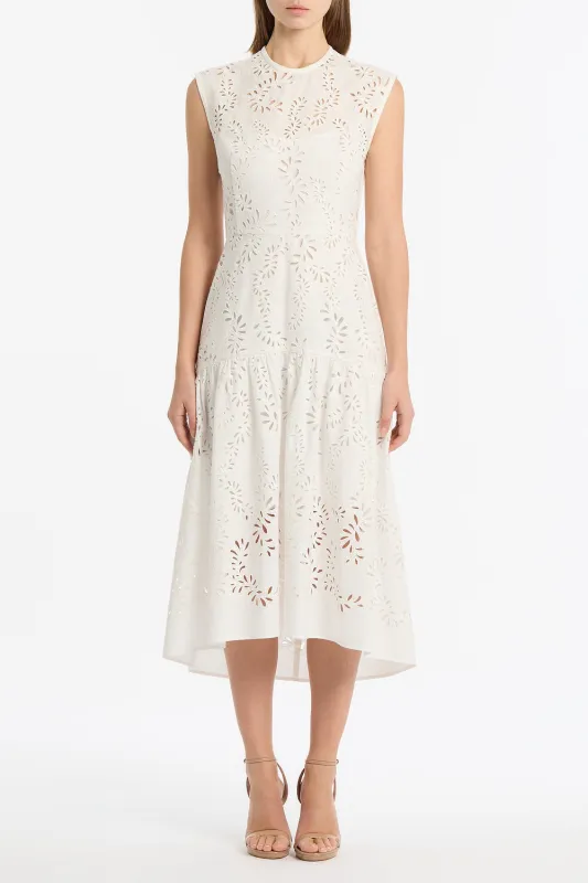 IVORY LACE BRODERIE MIDI DRESS sold by Carla Zampatti