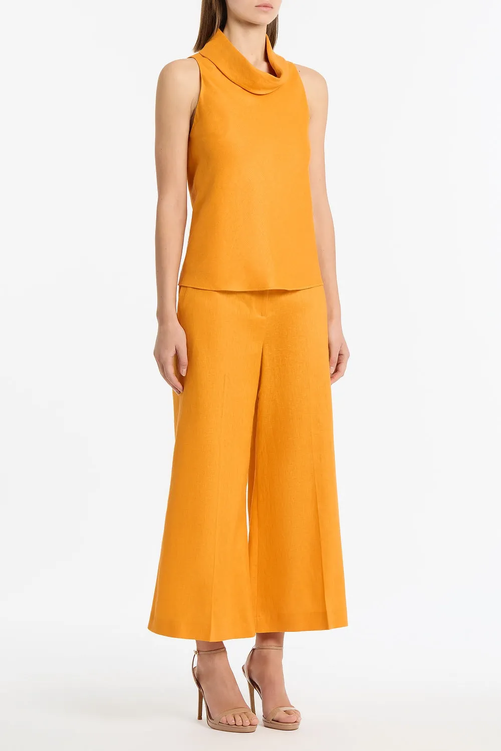 AMBER LINEN FOLDED COLLAR TOP sold by Carla Zampatti product image thumbnail 2