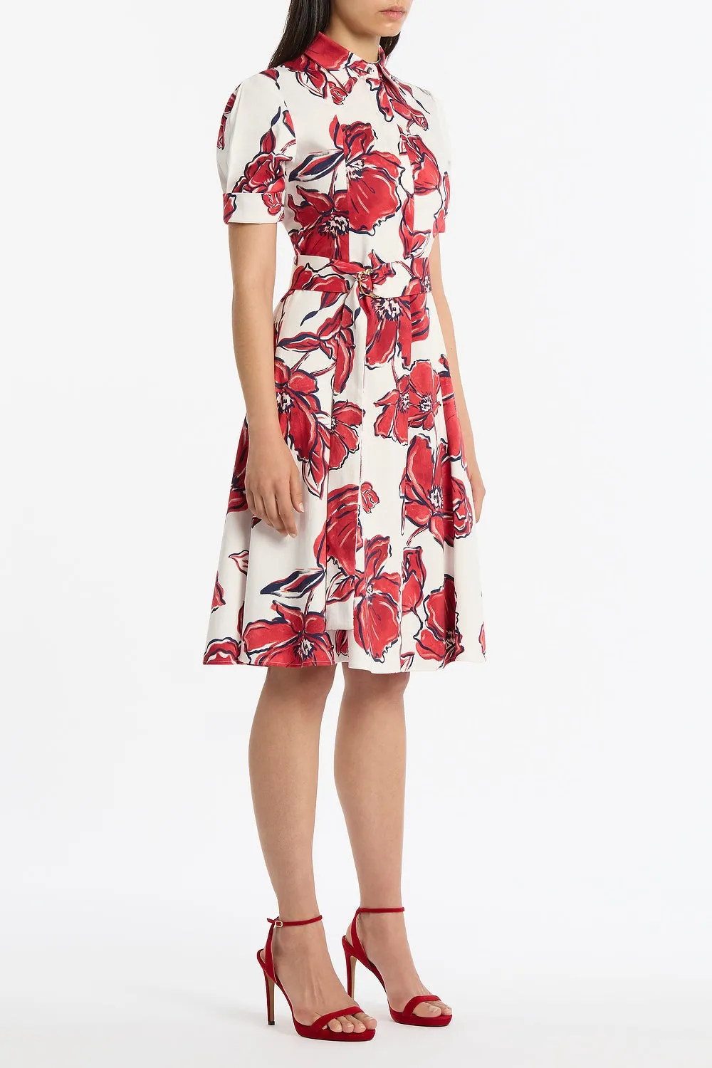 CRIMSON BOUQUET SATEEN SHIRT DRESS sold by Carla Zampatti product image thumbnail 2