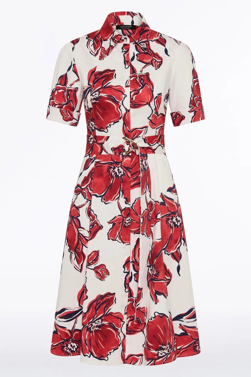 CRIMSON BOUQUET SATEEN SHIRT DRESS sold by Carla Zampatti product image thumbnail 5