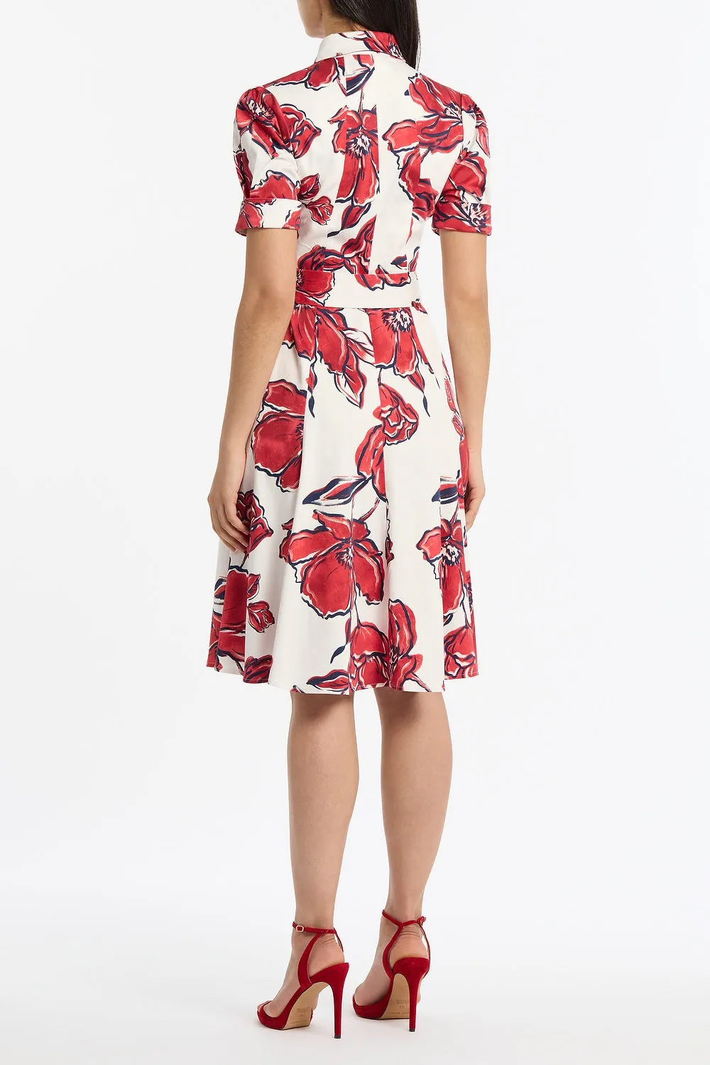 CRIMSON BOUQUET SATEEN SHIRT DRESS sold by Carla Zampatti product image thumbnail 3