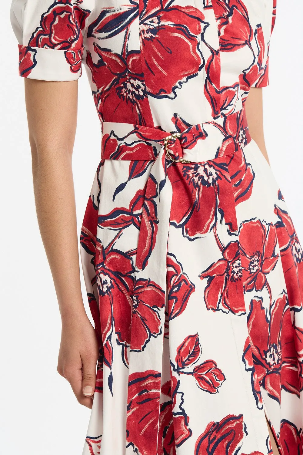 CRIMSON BOUQUET SATEEN SHIRT DRESS sold by Carla Zampatti product image thumbnail 4