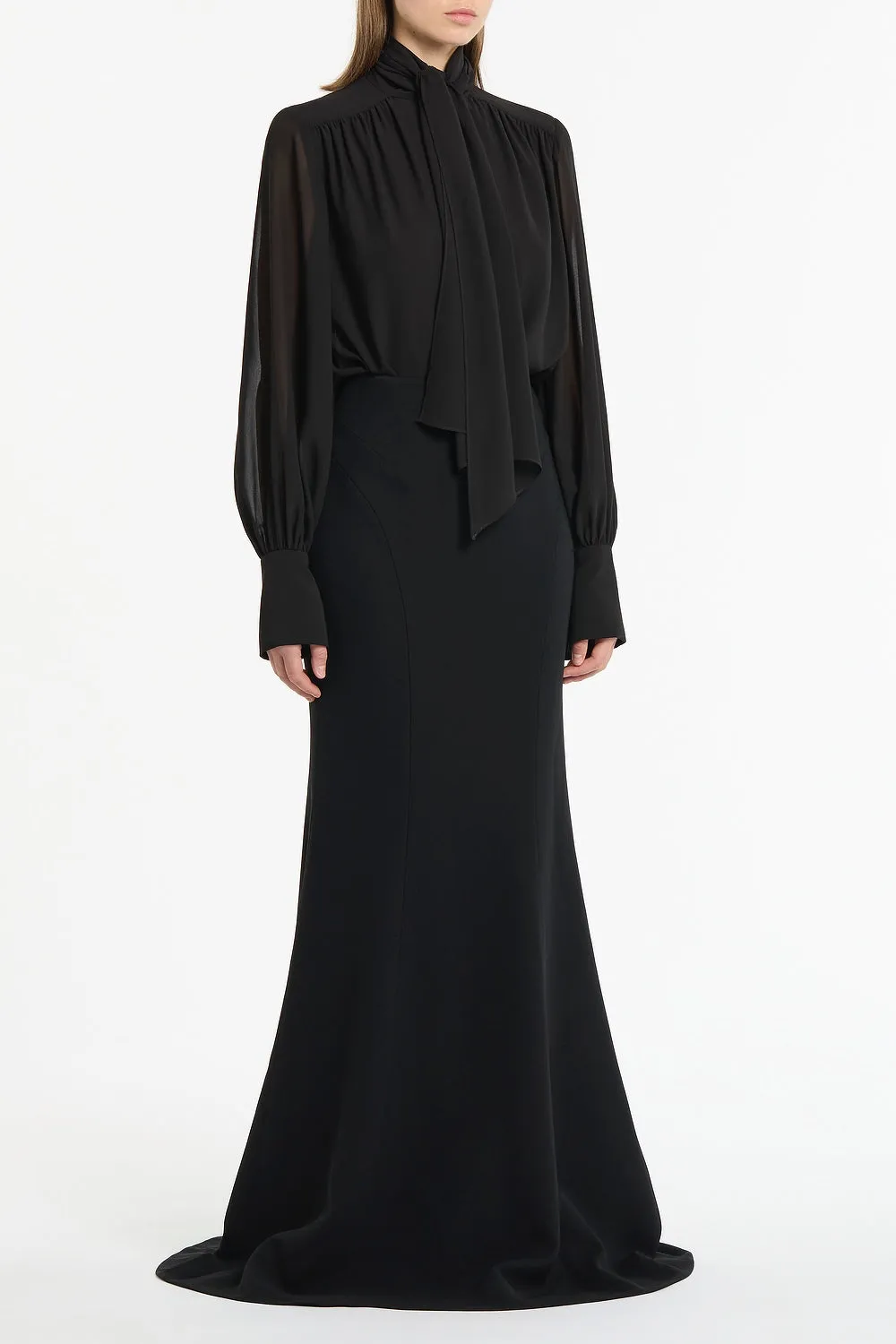 BLACK GEORGETTE BOW FRONT BLOUSE sold by Carla Zampatti product image thumbnail 2